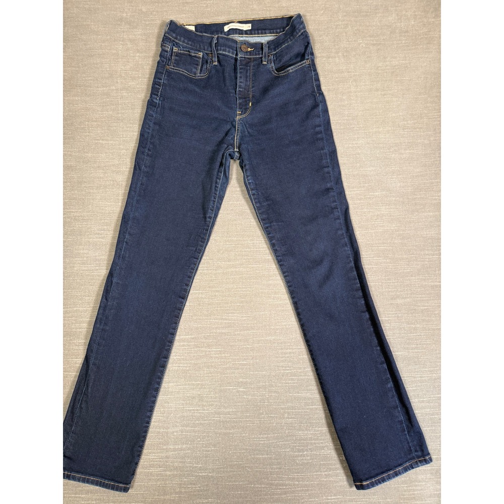 Levis Premium 724 High Rise Straight Jeans Womens 28 Dark Wash Indigo Denim